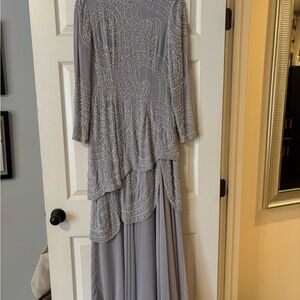 Victoria Royal Ltd Elegant Gray Long Sleeve Mother of the Bride Dress